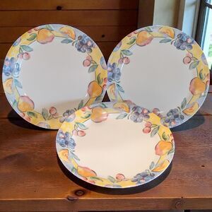 3 Corelle Corning  FRUIT BASKET  Dinner Plates 10.24" Glass